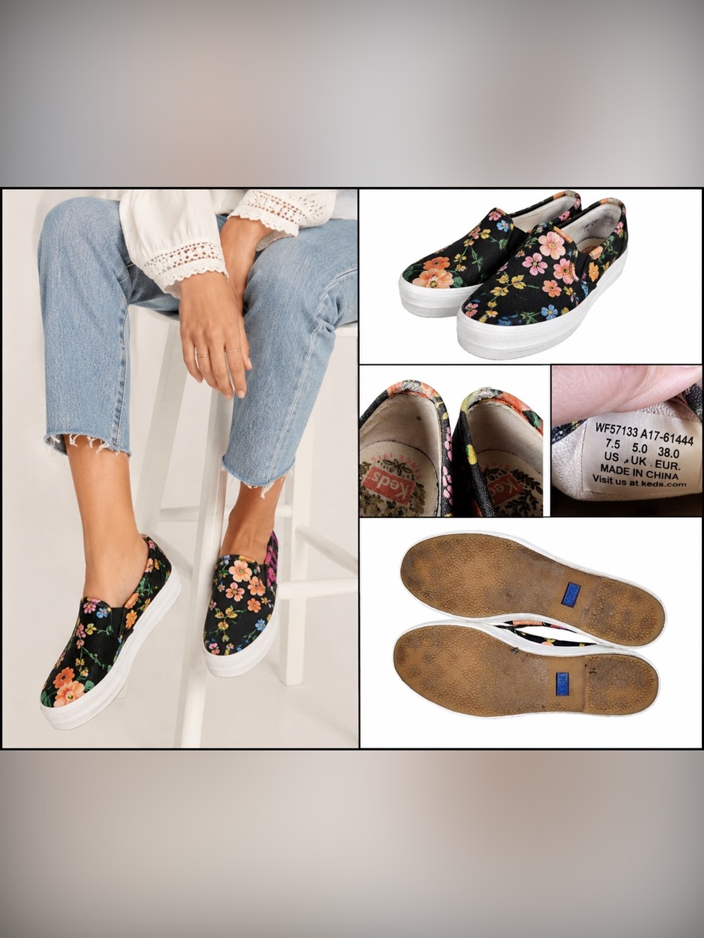 Keds x Rifle Paper Co. Triple Decker Floral Platform Slip-On Sneakers Women’s 7.
